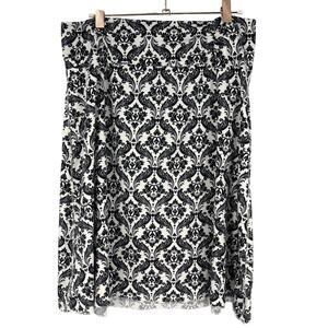 Tranquility by Colorado Clothing Skirt Large Black White Damask‎ Print A-line